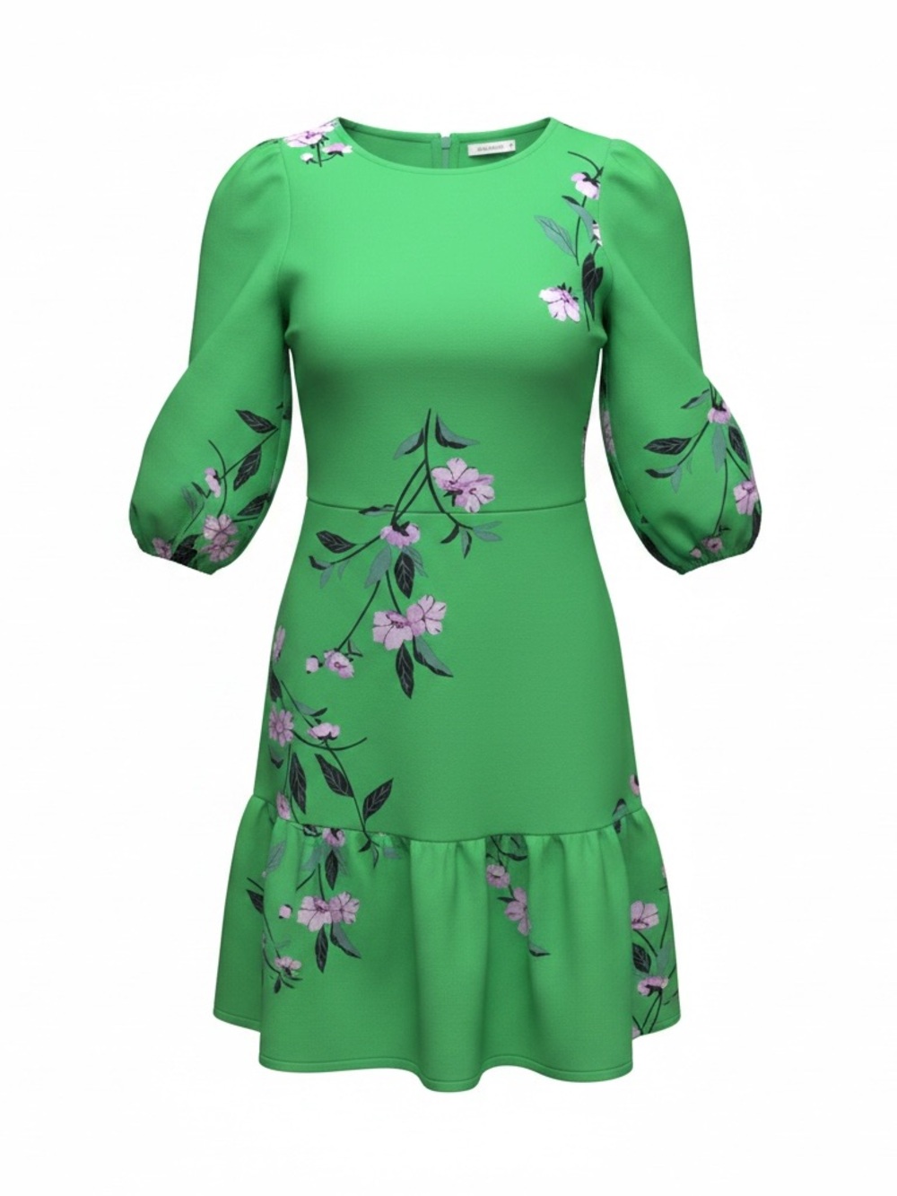 Ann Taylor Kelly Green Floral Knee‎ Length Dress with Pink Blossoms
